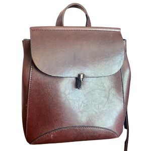 Burgundy Faux Leather Backpack Purse
